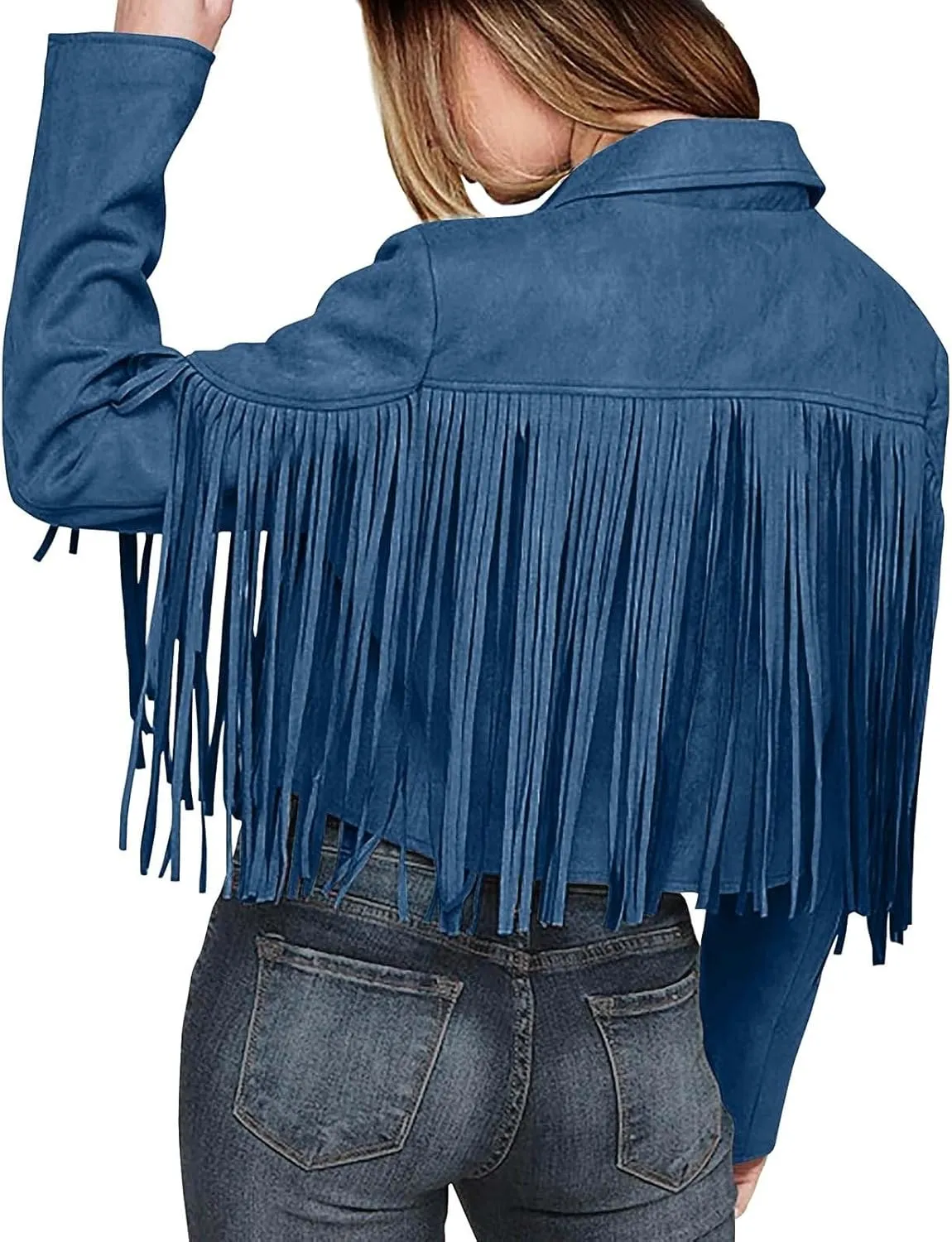 2023 Womens Fringe Jackets Fashion Cropped Petite Coats Tassel Motorcycle Short Jacket Trendy Casual Outerwear Overcoat