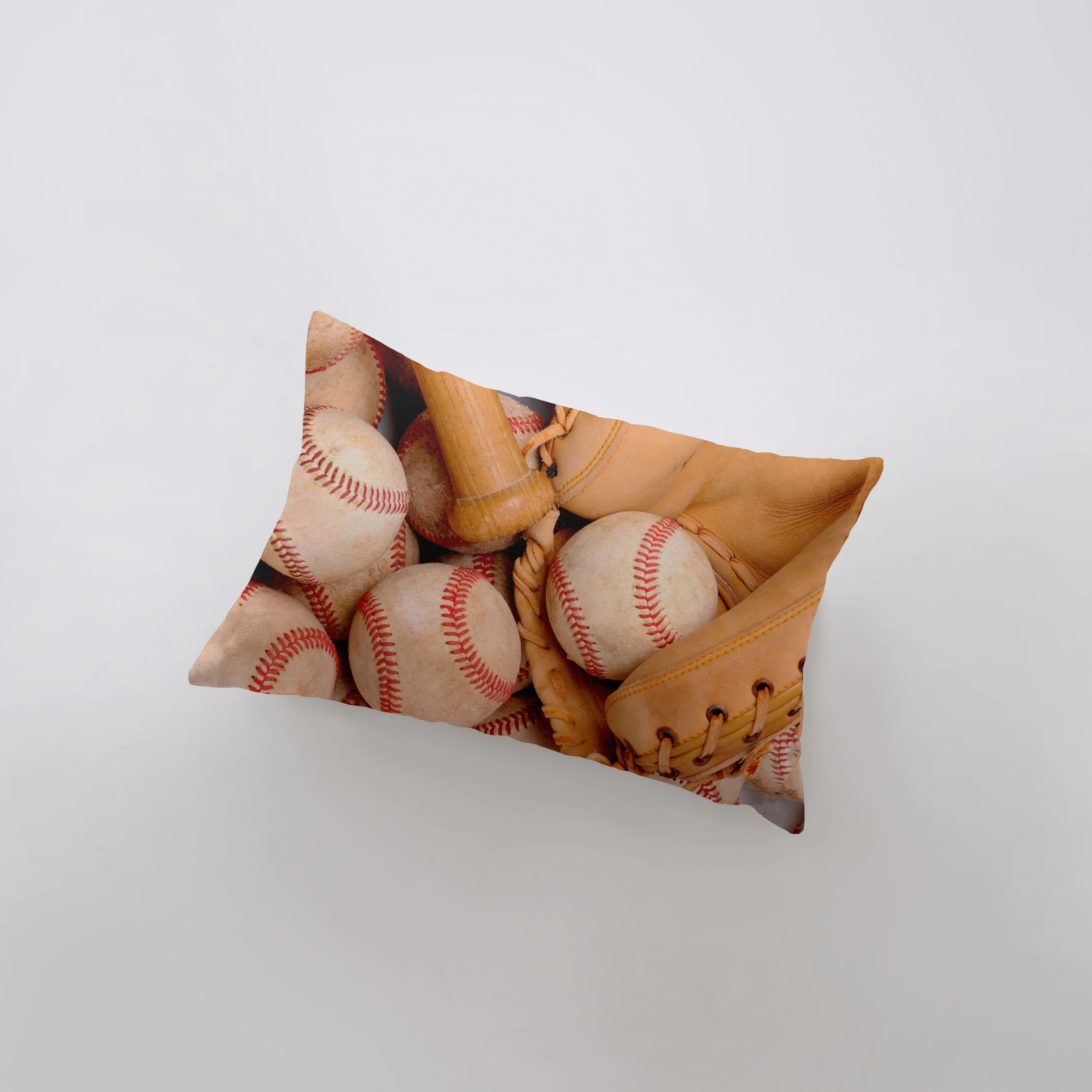 Baseballs With Bat | 18x12 | Baseball Glove | Baseballs | Old Baseballs | Sports Fabric | Sports Fans | Baseball Gifts | Teen Room Decor