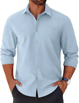 COOFANDY Mens Long Sleeve Button Down Shirts Casual Untucked Shirts for Men Dress Shirts Wedding Shirts