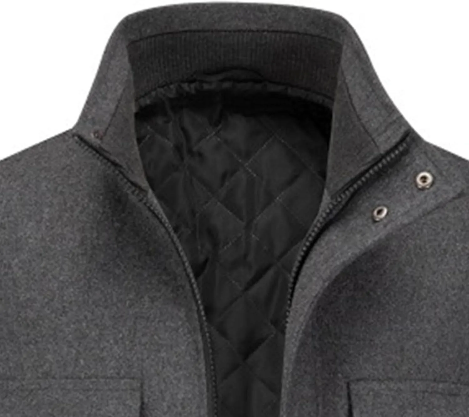 Maiyifu-GJ Mens Trench Coat Winter Wool Blend Coats Slim Fit Casual Business Jacket Quilted Lined Overcoat with Pockets