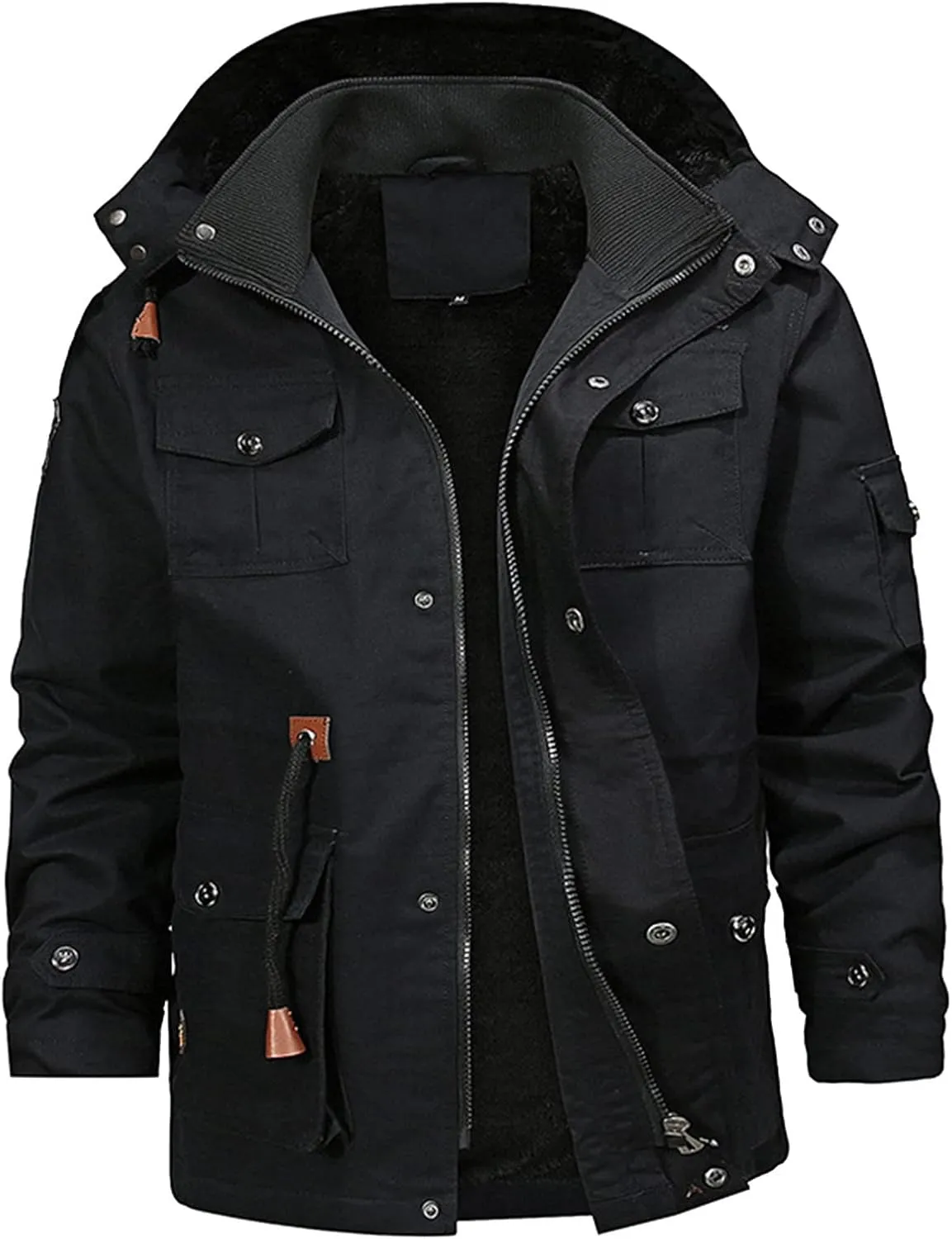 Men's Bomber Jacket with Hood Quilted Full Zip Winter Flight Work Padded Outerwear Heavyweight Warm Trucker Jackets