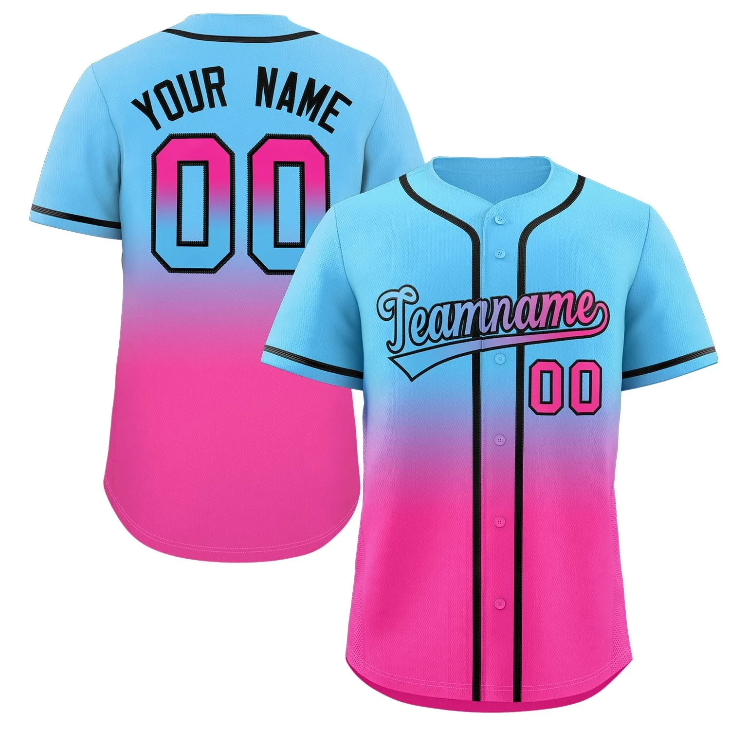 Personalized Baseball Jersey Shirt, 3D All Over Print Gradient Color Design Custom Name Team Number, Idea Baseball Shirt for Fan