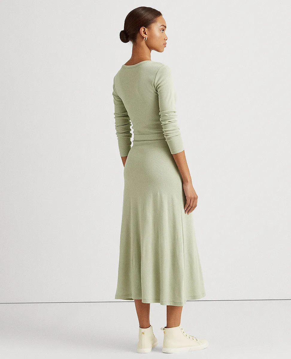 Ribbed Long-Sleeve Dress In Green