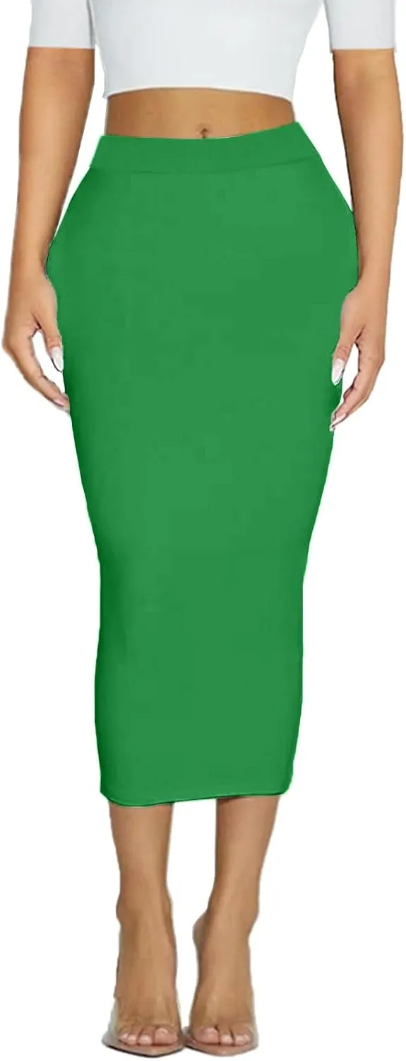 Women's Long Midi Pencil Skirt - High Waisted Bodycon Summer Casual Club Going Out Y2K Tight Skirts