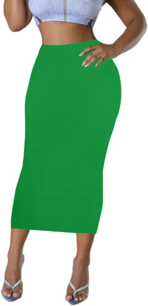 Women's Long Midi Pencil Skirt - High Waisted Bodycon Summer Casual Club Going Out Y2K Tight Skirts