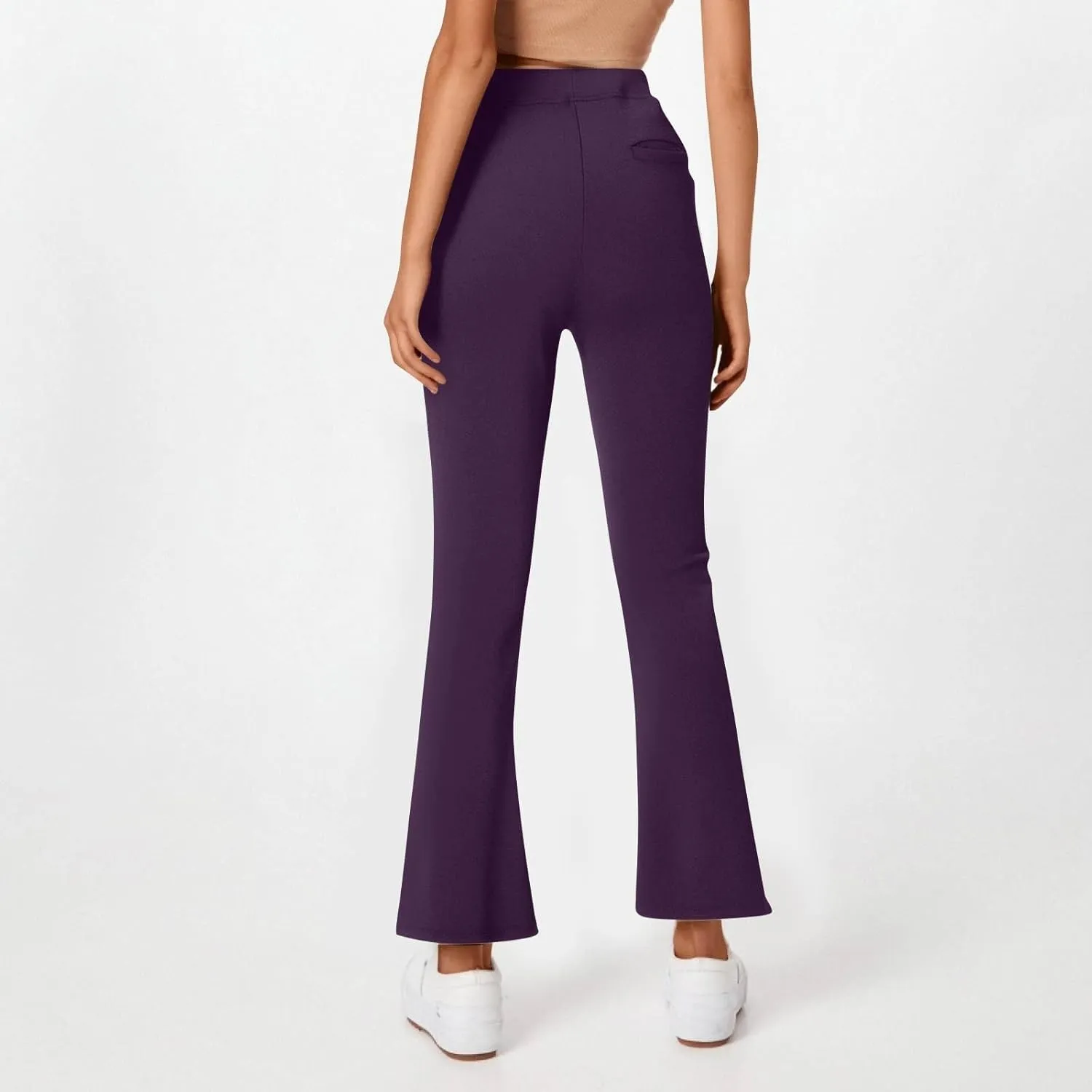 Women's Pants for Work High Waist Yoga Dress Pants Business Casual Stretch Wide Leg Flared Trousers with Pockets